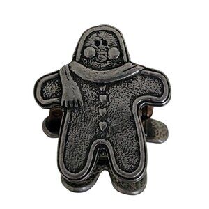 Unique Vintage Metal Gingerbread Man Pin "Quick Cooking" 2002 holiday accessory